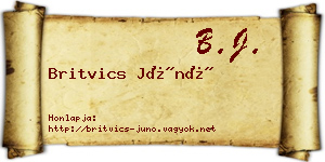 Britvics Júnó névjegykártya
